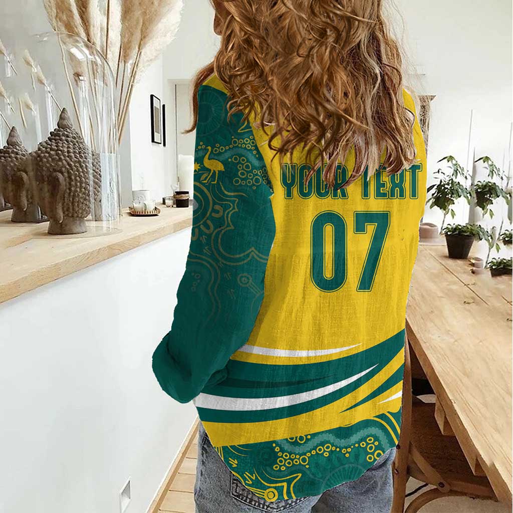 Australia 2024 Olympics Custom Women Casual Shirt Rise of the Roos Aborignal Style