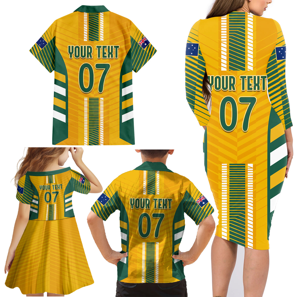 custom-australia-soccer-family-matching-long-sleeve-bodycon-dress-and-hawaiian-shirt-go-matildas-dynamic-national-colors