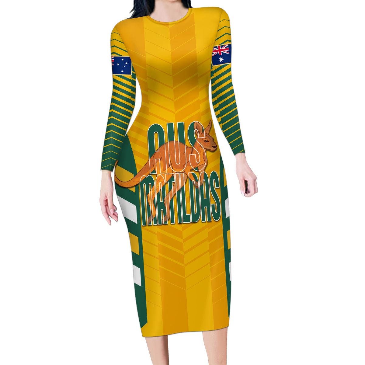 custom-australia-soccer-family-matching-long-sleeve-bodycon-dress-and-hawaiian-shirt-go-matildas-dynamic-national-colors