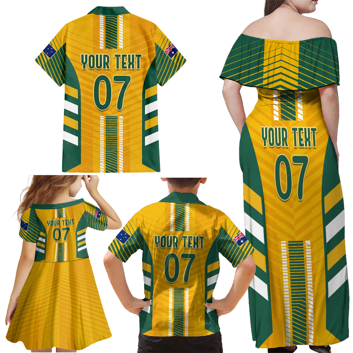 custom-australia-soccer-family-matching-off-shoulder-maxi-dress-and-hawaiian-shirt-go-matildas-dynamic-national-colors