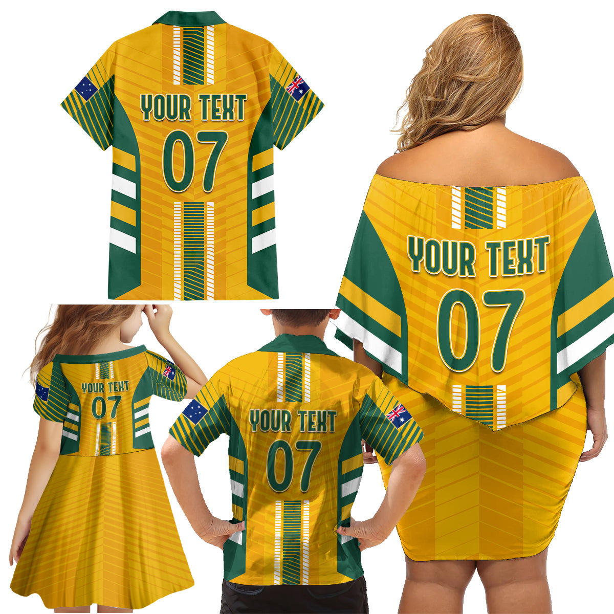 custom-australia-soccer-family-matching-off-shoulder-short-dress-and-hawaiian-shirt-go-matildas-dynamic-national-colors