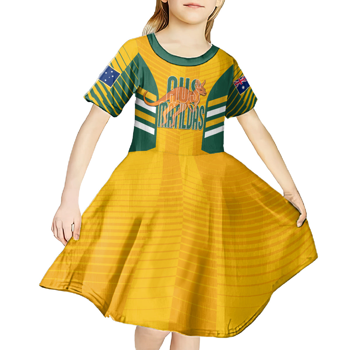 custom-australia-soccer-kid-short-sleeve-dress-go-matildas-dynamic-national-colors