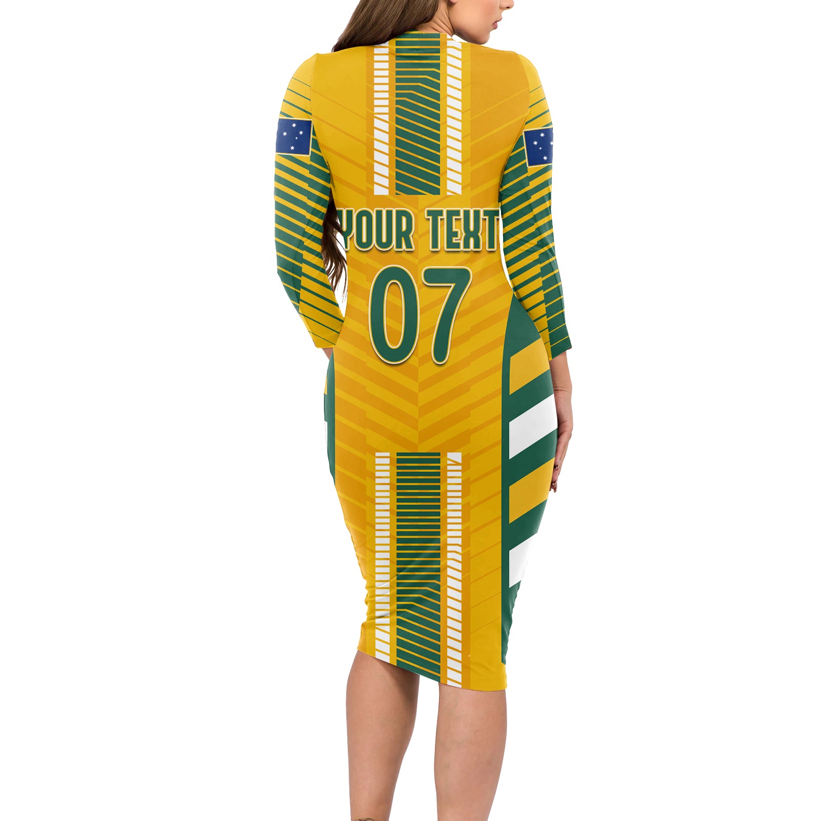 custom-australia-soccer-long-sleeve-bodycon-dress-go-matildas-dynamic-national-colors