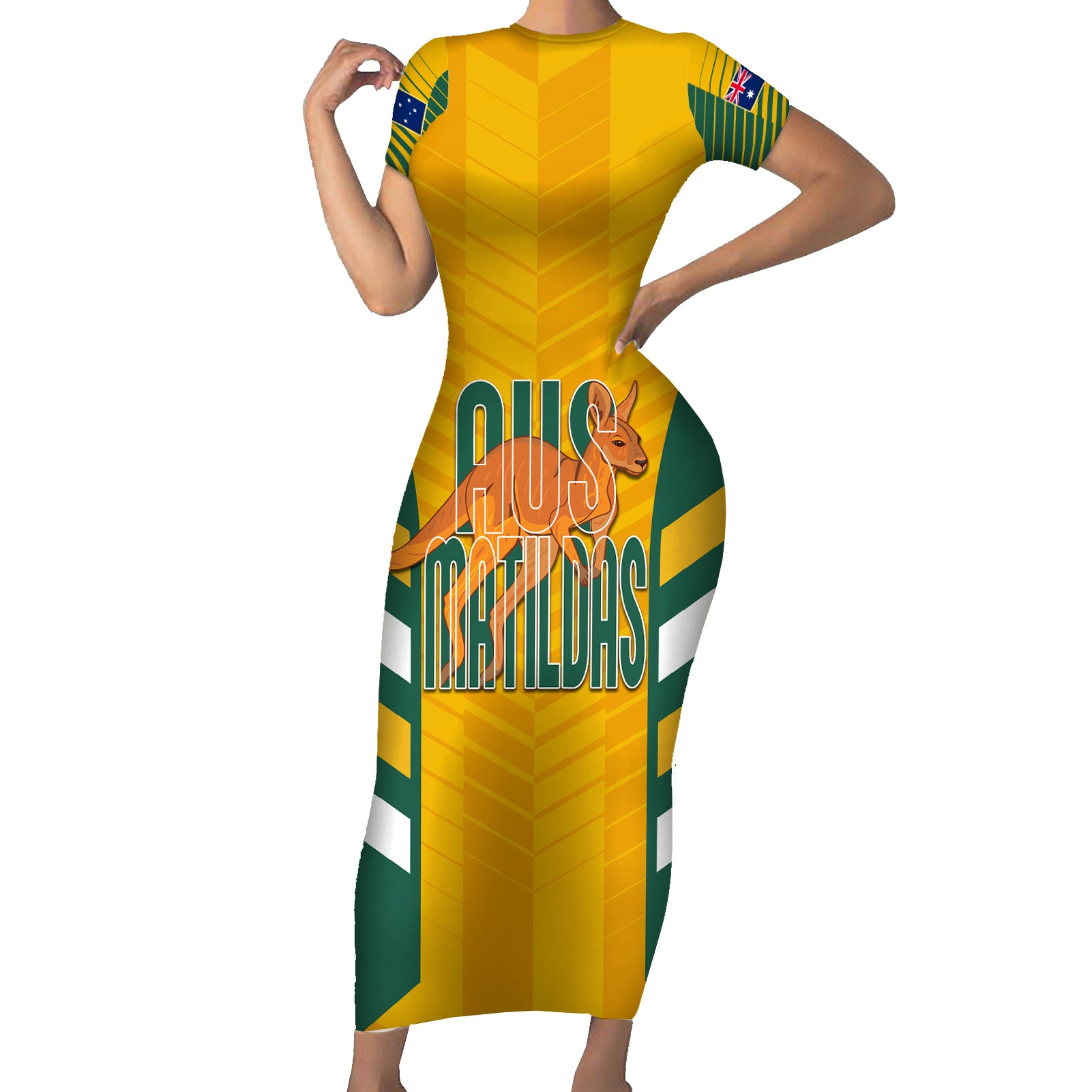 custom-australia-soccer-short-sleeve-bodycon-dress-go-matildas-dynamic-national-colors