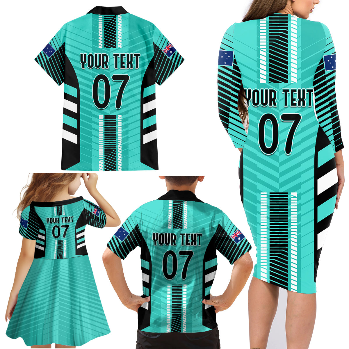 custom-australia-soccer-family-matching-long-sleeve-bodycon-dress-and-hawaiian-shirt-go-matildas-dynamic-turquoise