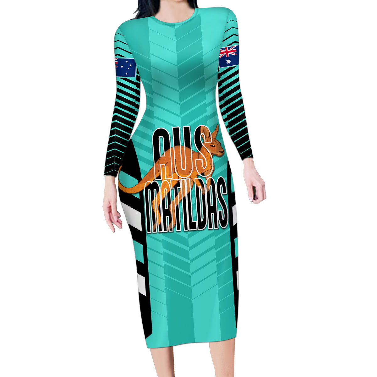 custom-australia-soccer-family-matching-long-sleeve-bodycon-dress-and-hawaiian-shirt-go-matildas-dynamic-turquoise