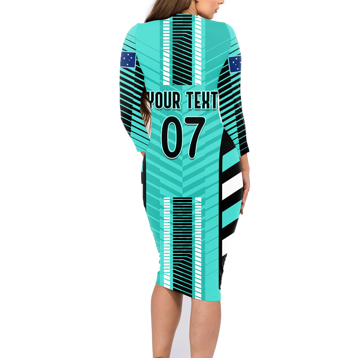 custom-australia-soccer-family-matching-long-sleeve-bodycon-dress-and-hawaiian-shirt-go-matildas-dynamic-turquoise