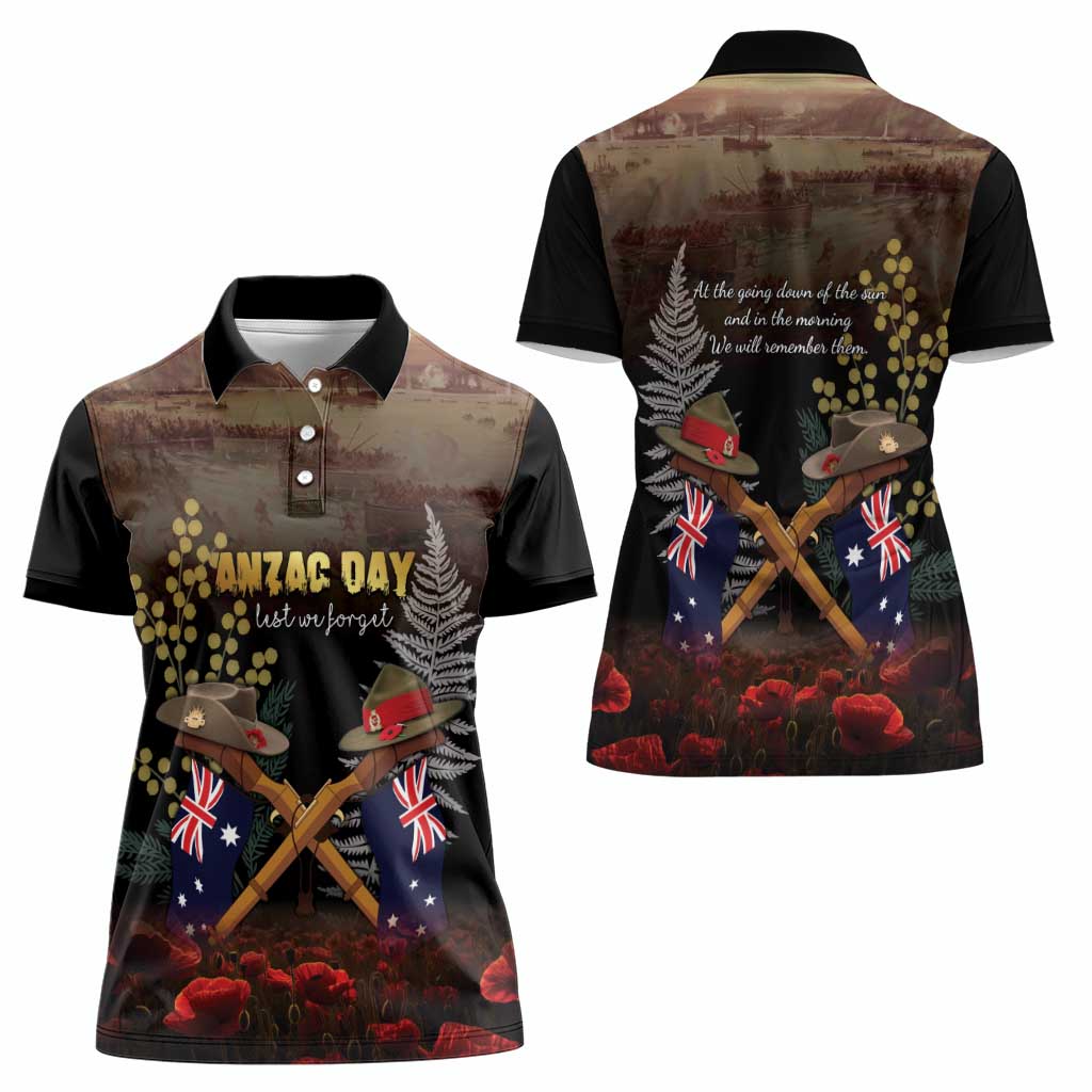 Australia - New Zealand ANZAC Women Polo Shirt Gallipoli ANZAC Cove Landing