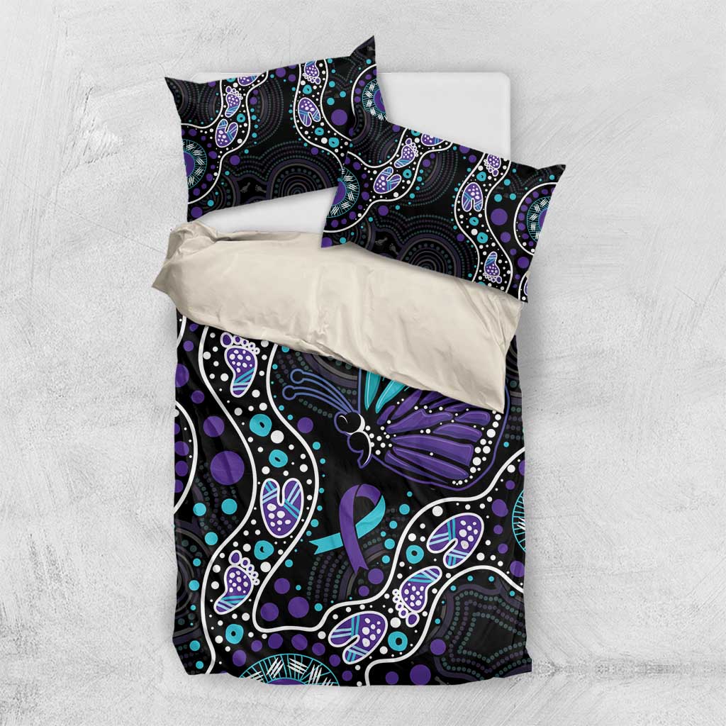 Australia Indigenous Bedding Set Teal & Purple Ribbon Butterfly Aboriginal Arts