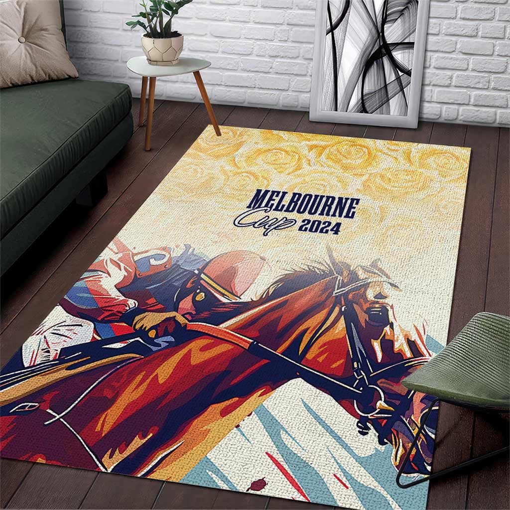 Melbourne Horse Racing Area Rug Yellow Rose Champion