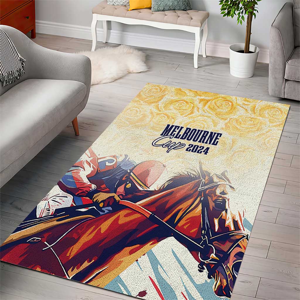 Melbourne Horse Racing Area Rug Yellow Rose Champion