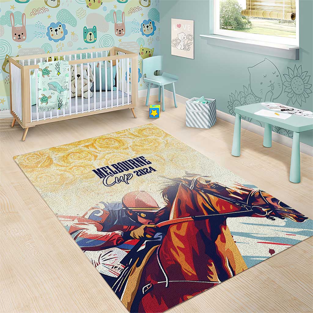 Melbourne Horse Racing Area Rug Yellow Rose Champion