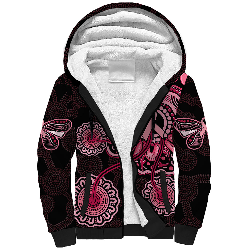 australia-indigenous-sherpa-hoodie-breast-cancer-ribbon-aboriginal-art-black