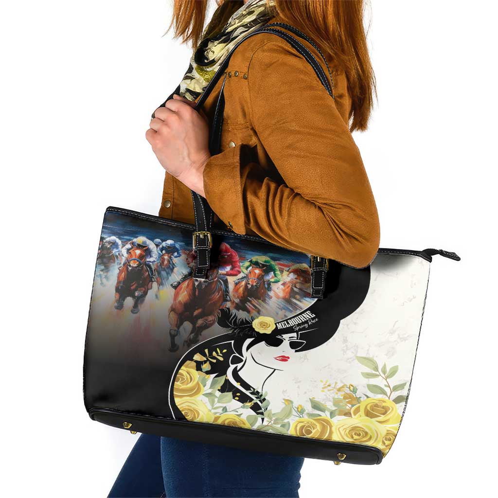 Melbourne Horse Racing Leather Tote Bag Derby Day