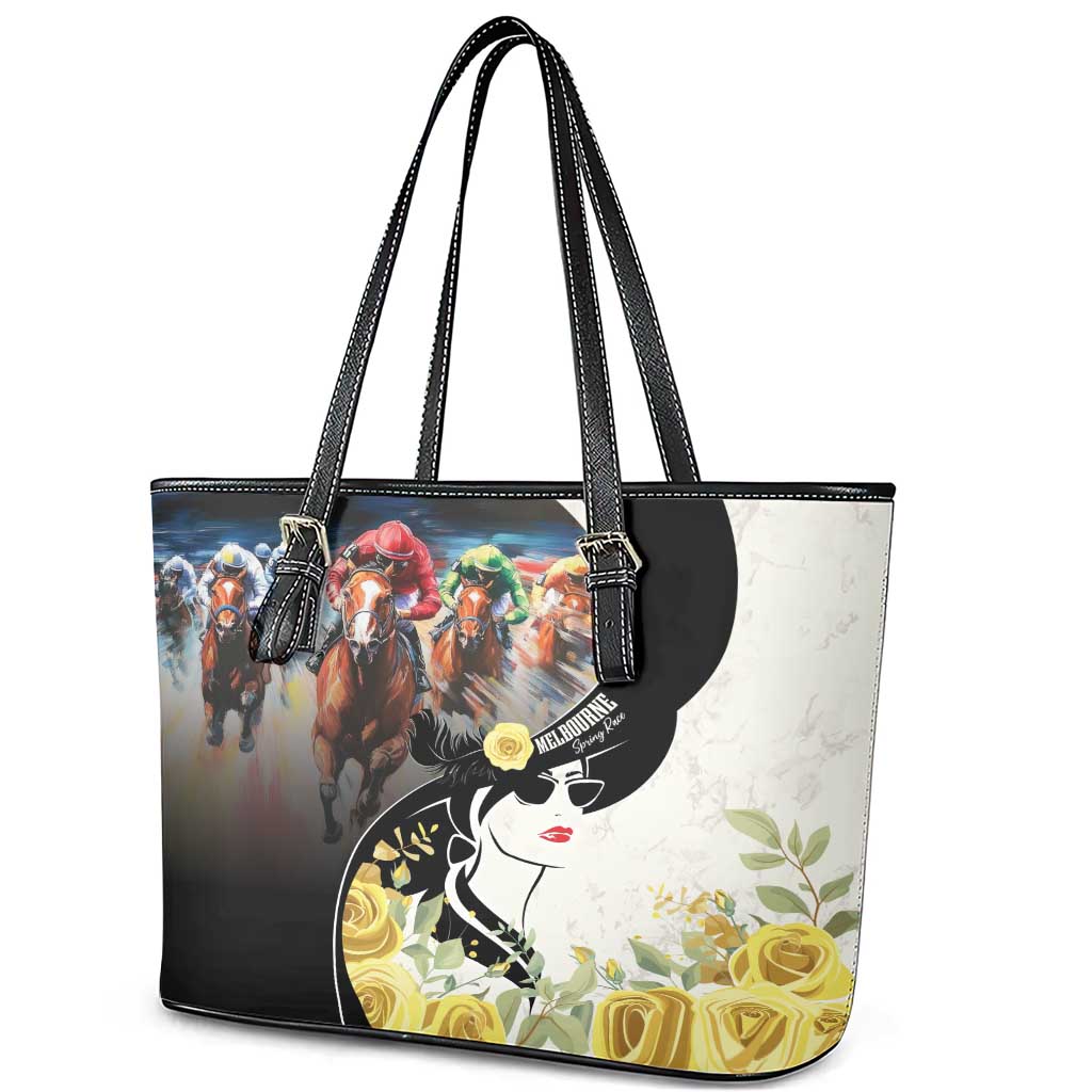 Melbourne Horse Racing Leather Tote Bag Derby Day