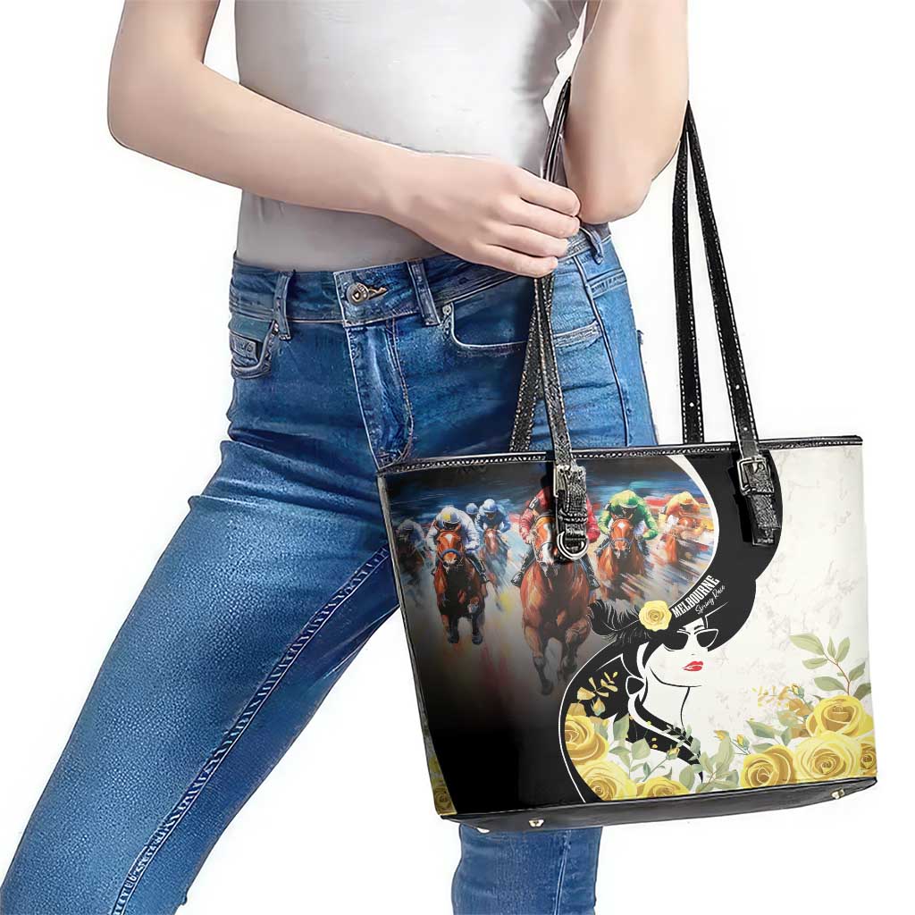 Melbourne Horse Racing Leather Tote Bag Derby Day