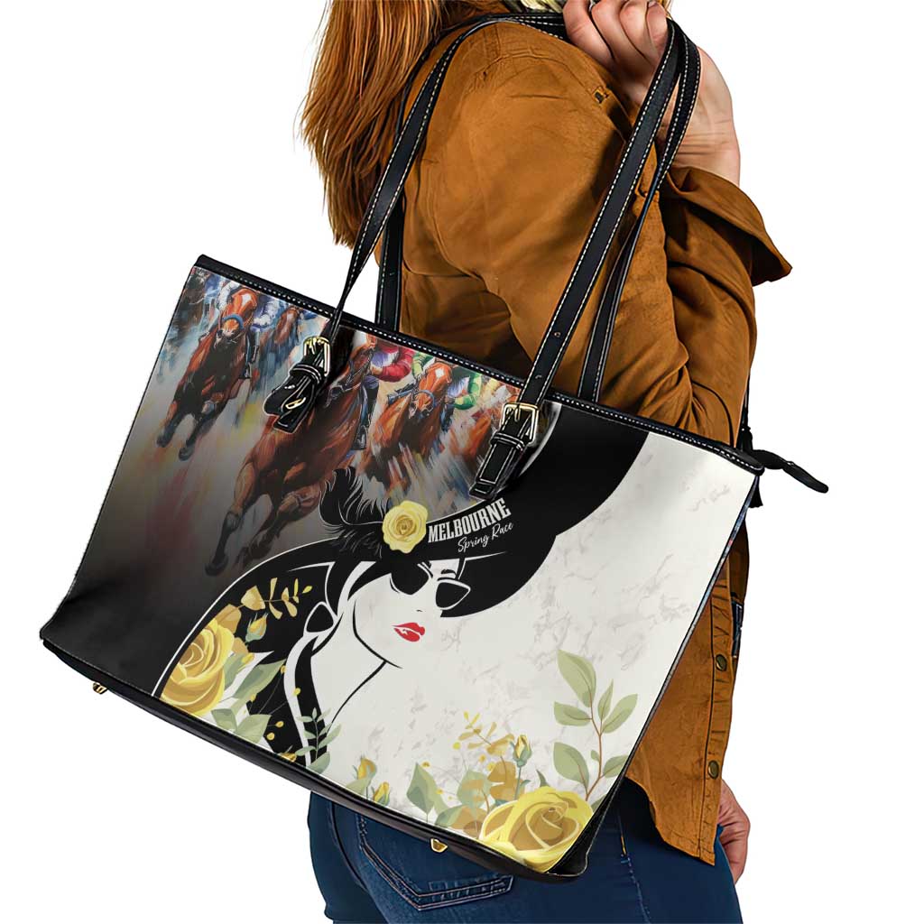 Melbourne Horse Racing Leather Tote Bag Derby Day