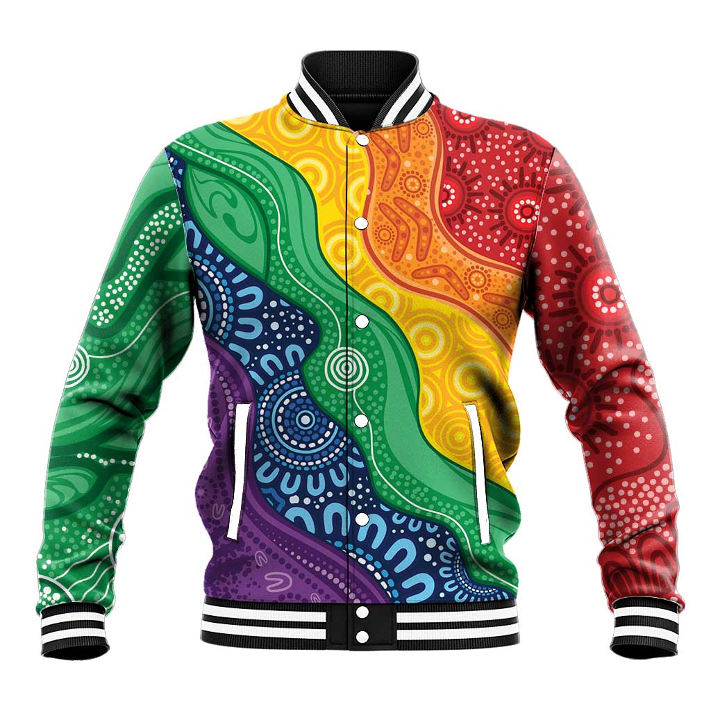 Australia First Nation LGBTQ+ Baseball Jacket Aboriginal Rainbow Flag