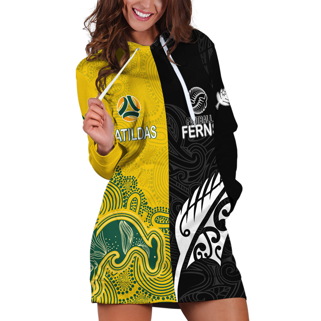 Personalised Matildas Mix Football Ferns Hoodie Dress 2023 World Cup Aboriginal Tribal Style LT7