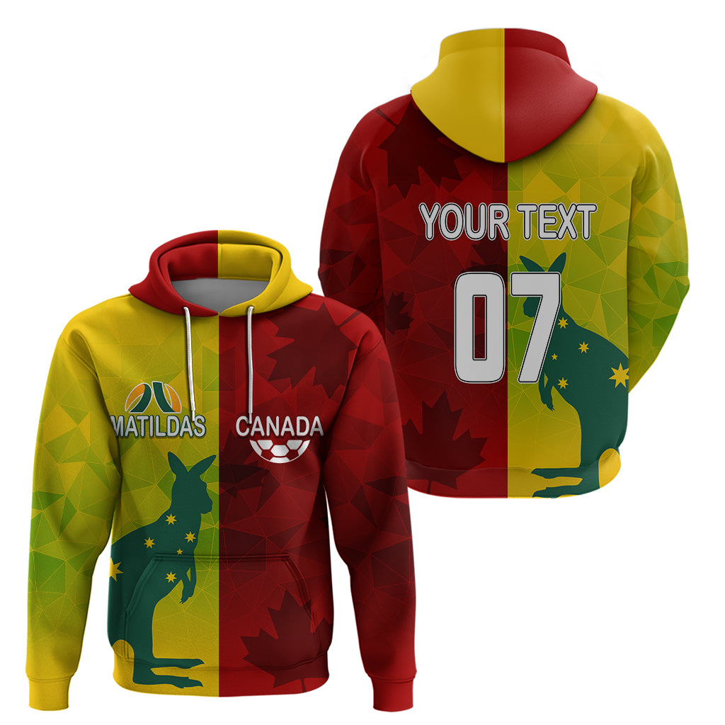 personalised-australia-vs-canada-soccer-hoodie-matildas-with-maple-leaves