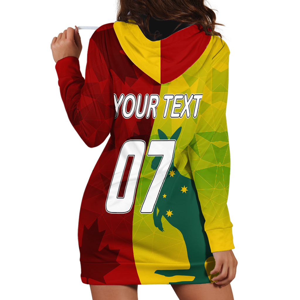 personalised-australia-vs-canada-soccer-hoodie-dress-matildas-with-maple-leaves