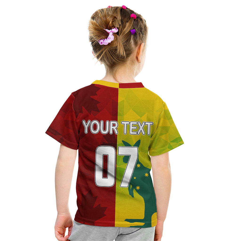 personalised-australia-vs-canada-soccer-kid-t-shirt-matildas-with-maple-leaves