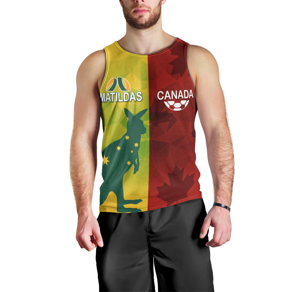 personalised-australia-vs-canada-soccer-men-tank-top-matildas-with-maple-leaves