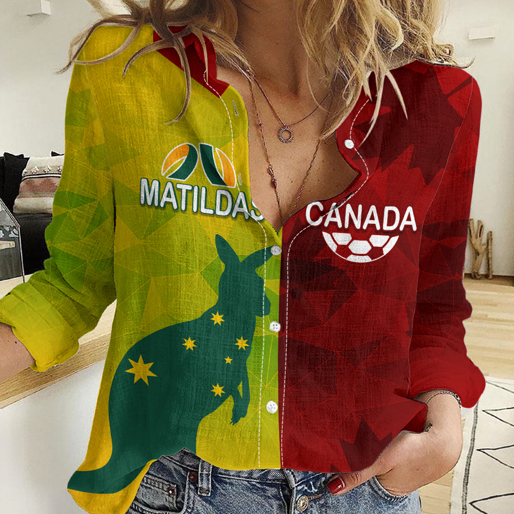 Personalised Australia Vs. Canada Soccer Women Casual Shirt Matildas With Maple Leaves LT7