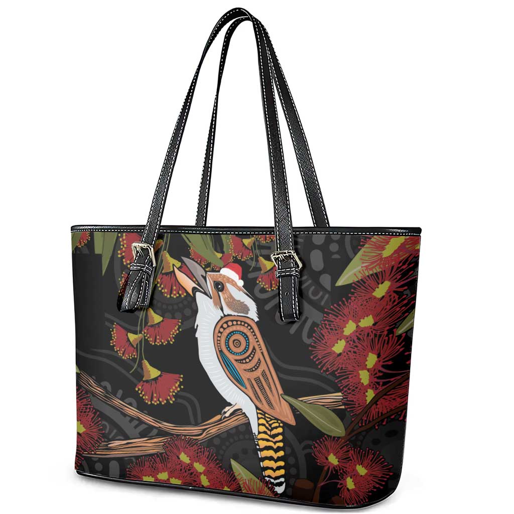 Australia Indigenous Christmas Leather Tote Bag Kookaburra Aboriginal