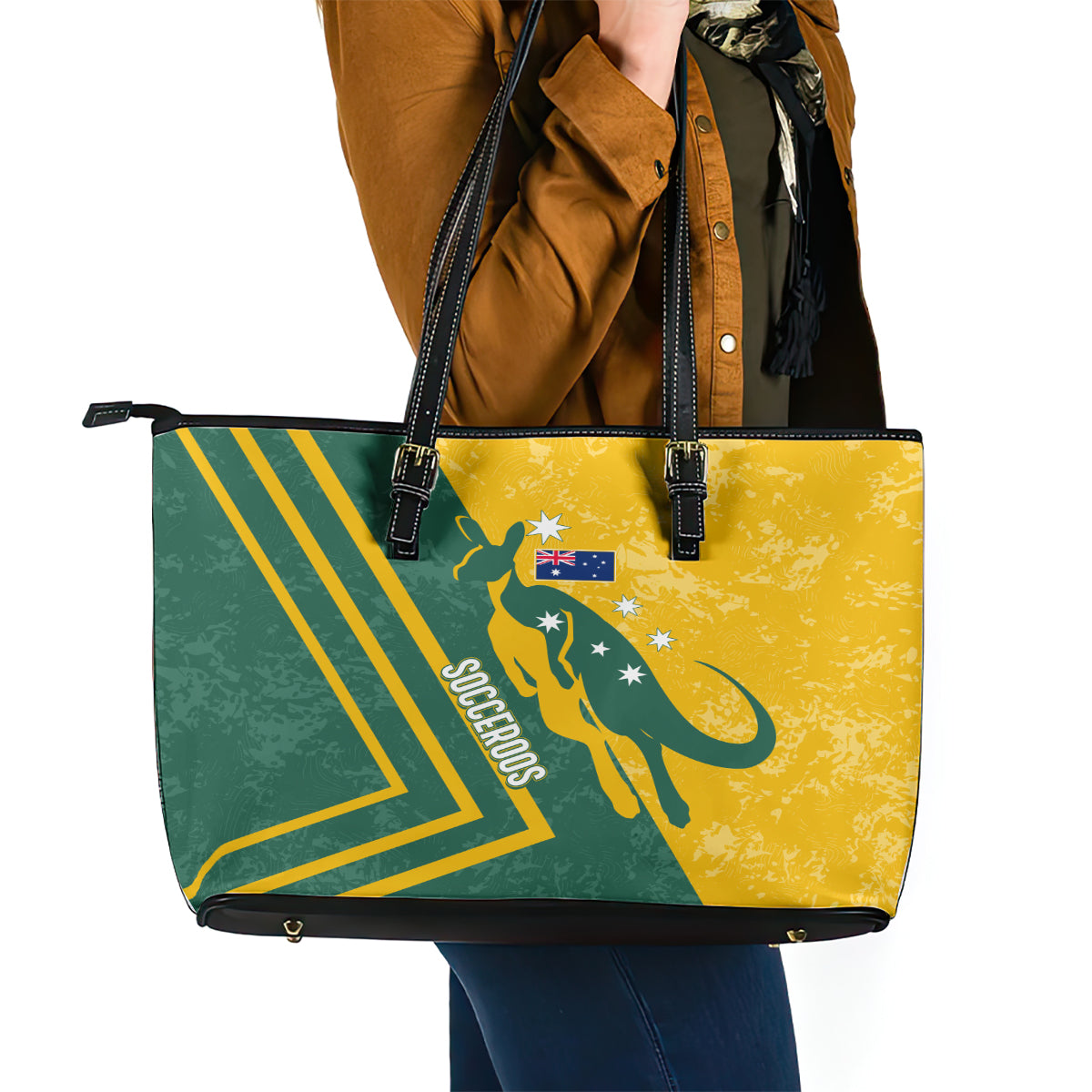 personalised-australia-soccer-leather-tote-bag-green-gold-go-socceroos