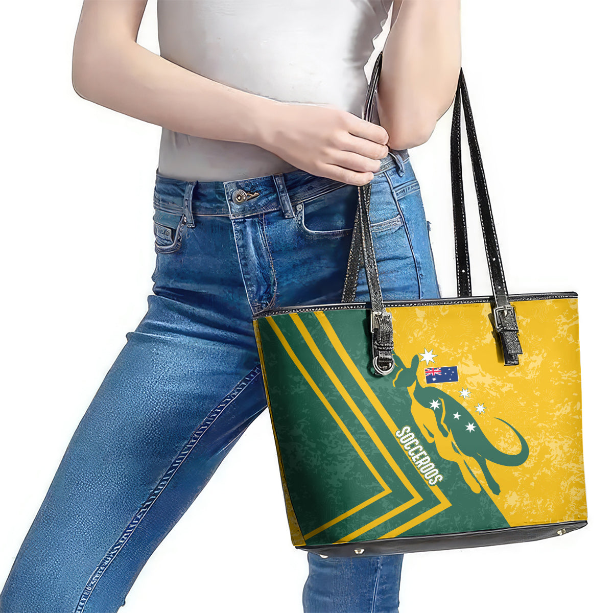 personalised-australia-soccer-leather-tote-bag-green-gold-go-socceroos