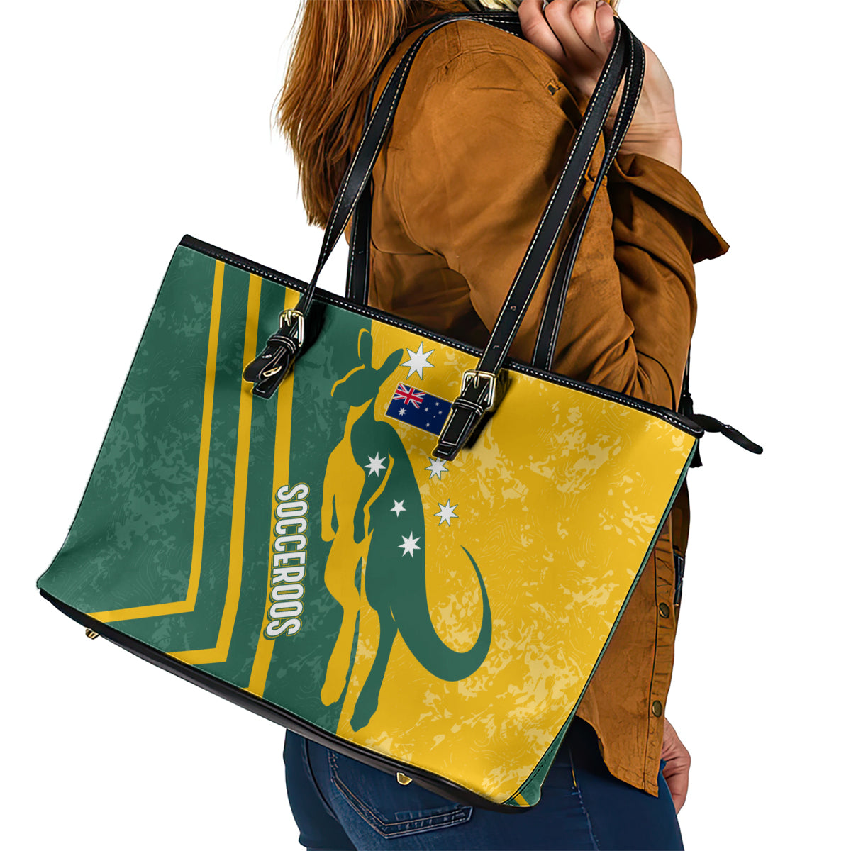 personalised-australia-soccer-leather-tote-bag-green-gold-go-socceroos