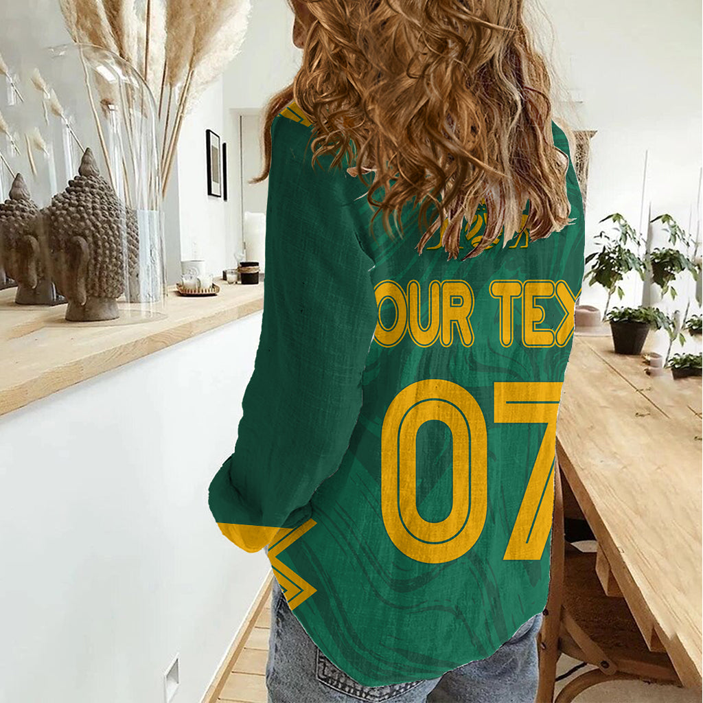 Personalised Aussie Matildas Women Casual Shirt 2023 Women World Cup Marble Patterns - Green LT7