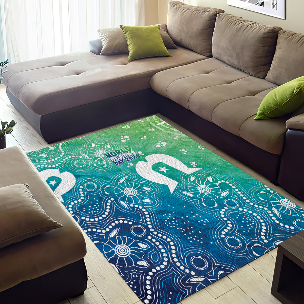 Australia Aboriginal Style Area Rug World Ocean Day