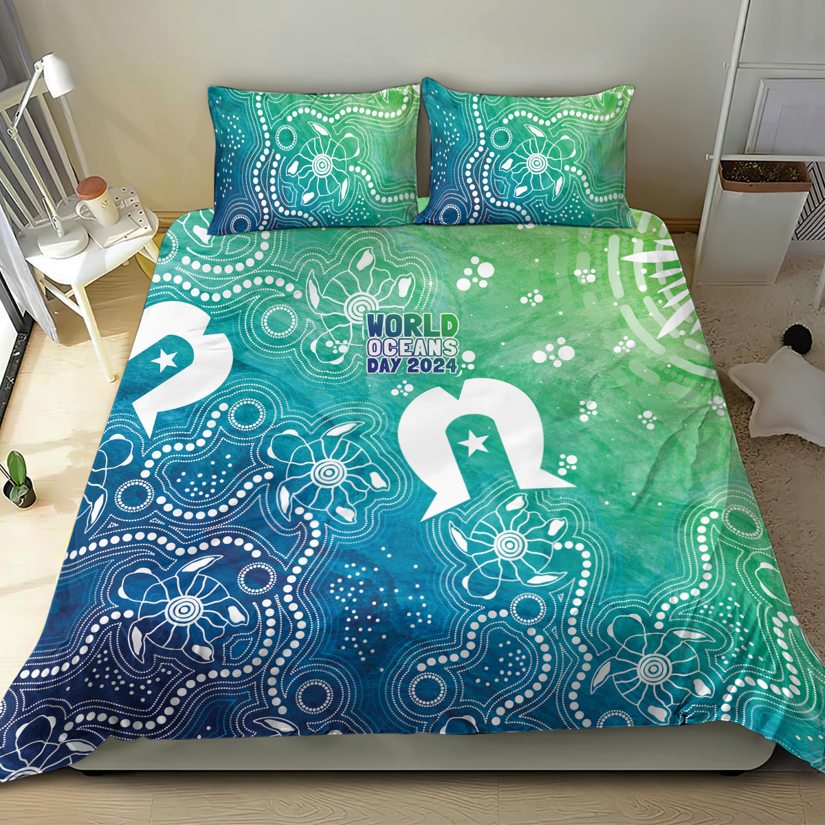 Australia Aboriginal Style Bedding Set World Ocean Day