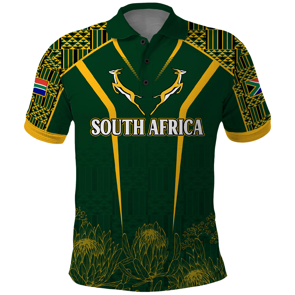 personalised-south-african-heritage-day-polo-shirt-kente-ethnic-patterns-mix-springboks