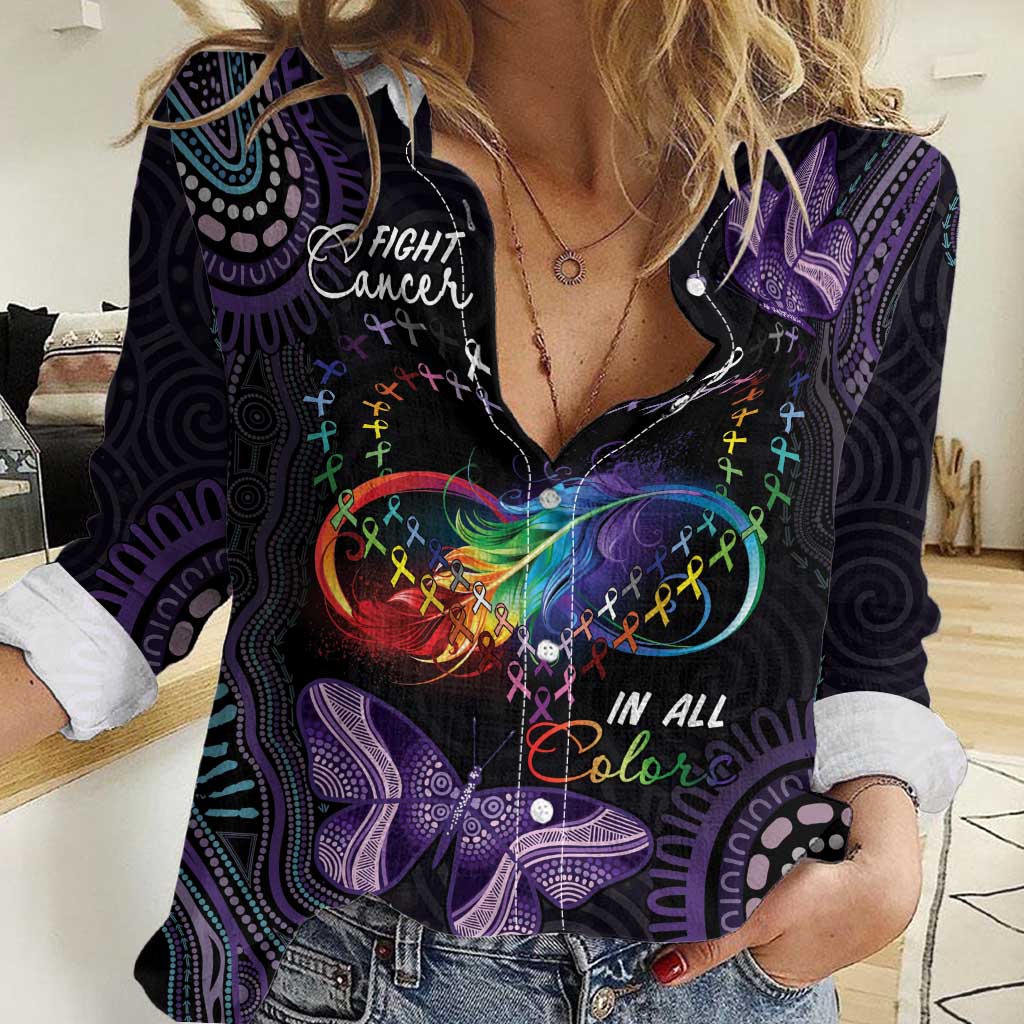 Australia Aboriginal Dot Arts Women Casual Shirt Fight Cancer In All Colors