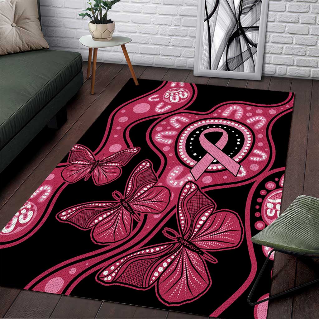 Australia Indigenous Area Rug Breast Cancer Black Aboriginal Butterfly