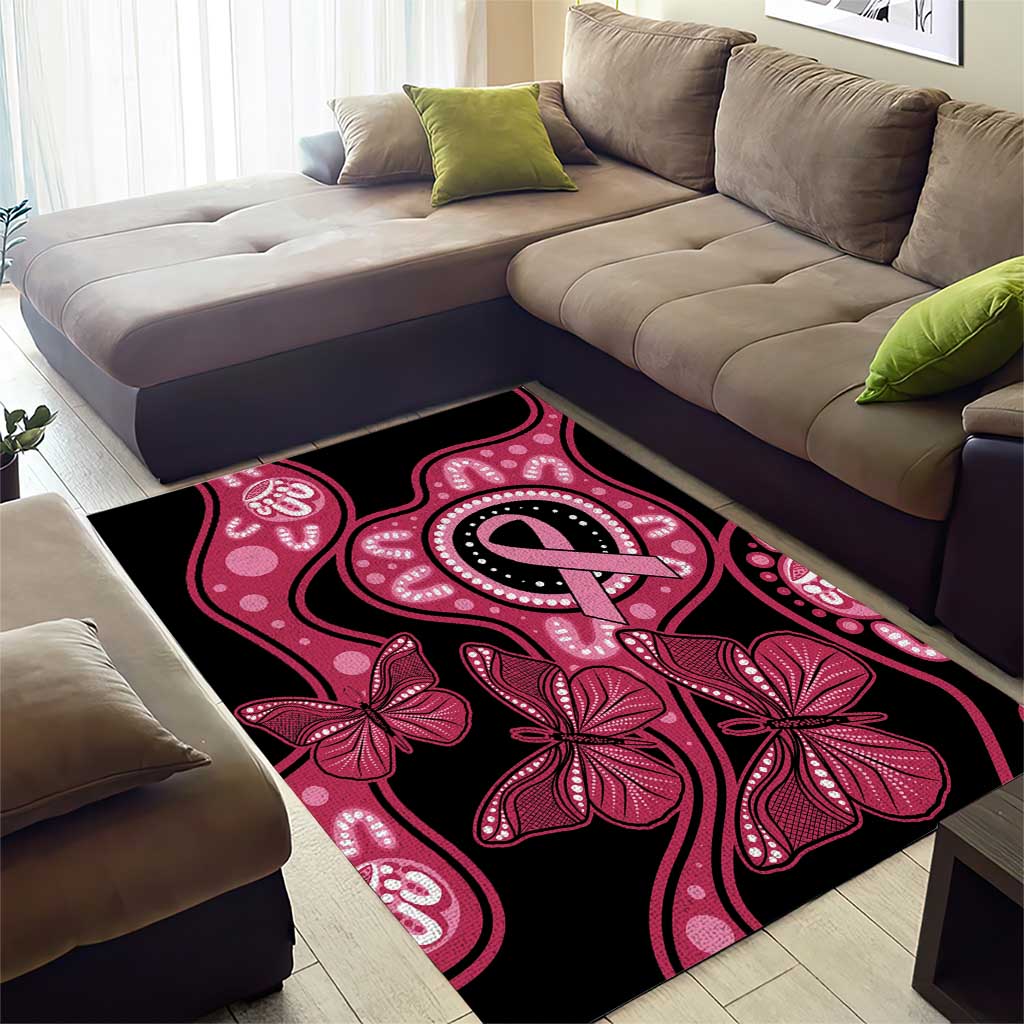 Australia Indigenous Area Rug Breast Cancer Black Aboriginal Butterfly