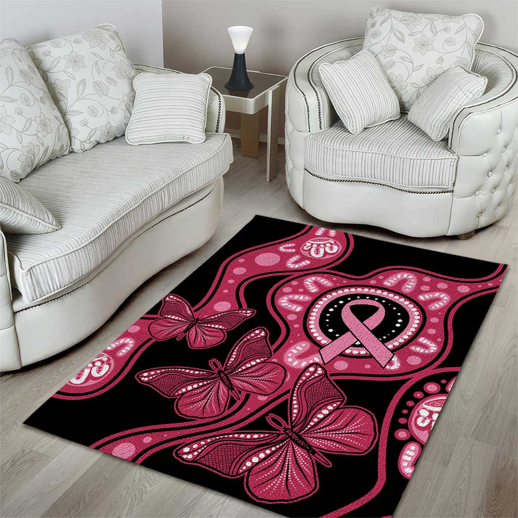 Australia Indigenous Area Rug Breast Cancer Black Aboriginal Butterfly