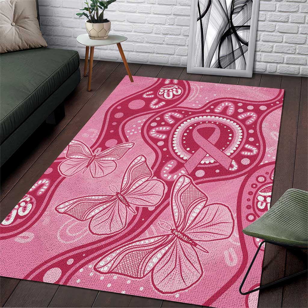 Australia Indigenous Area Rug Breast Cancer Pink Aboriginal Butterfly