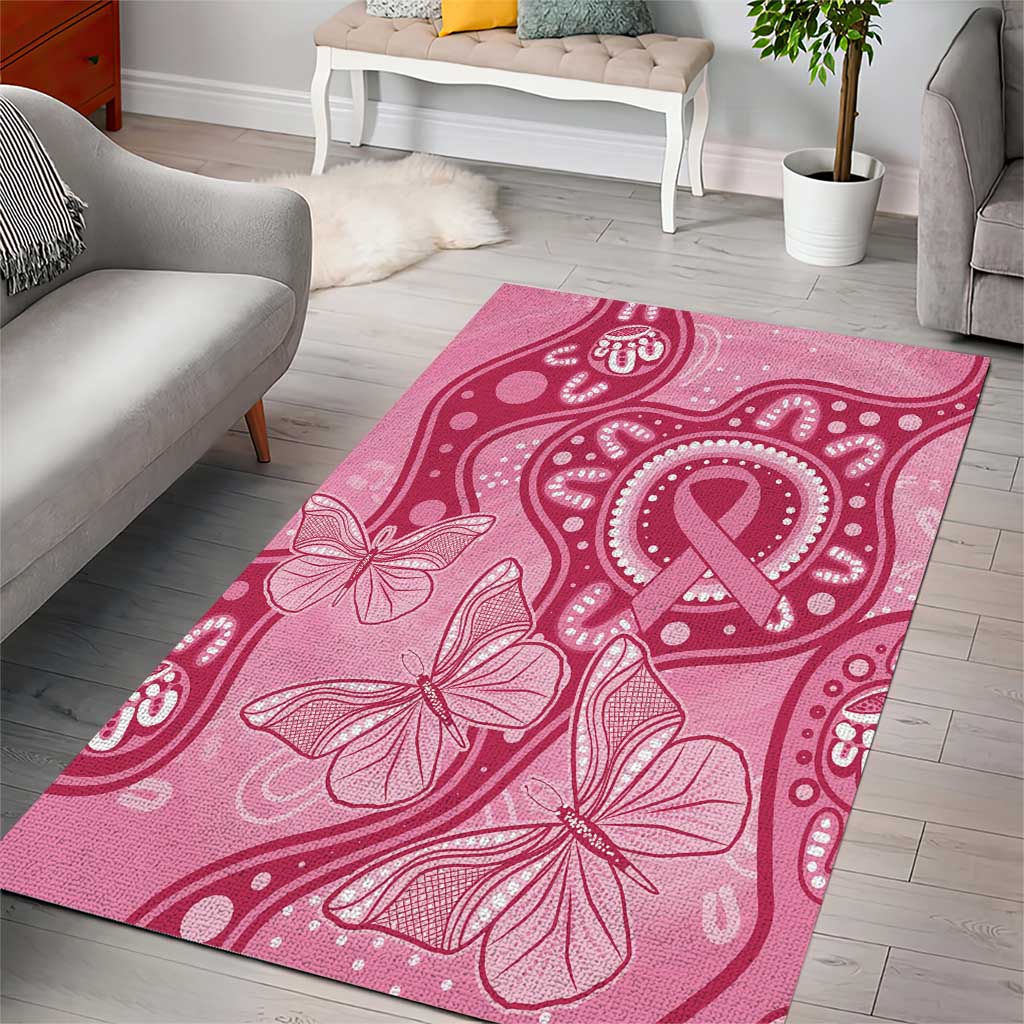 Australia Indigenous Area Rug Breast Cancer Pink Aboriginal Butterfly