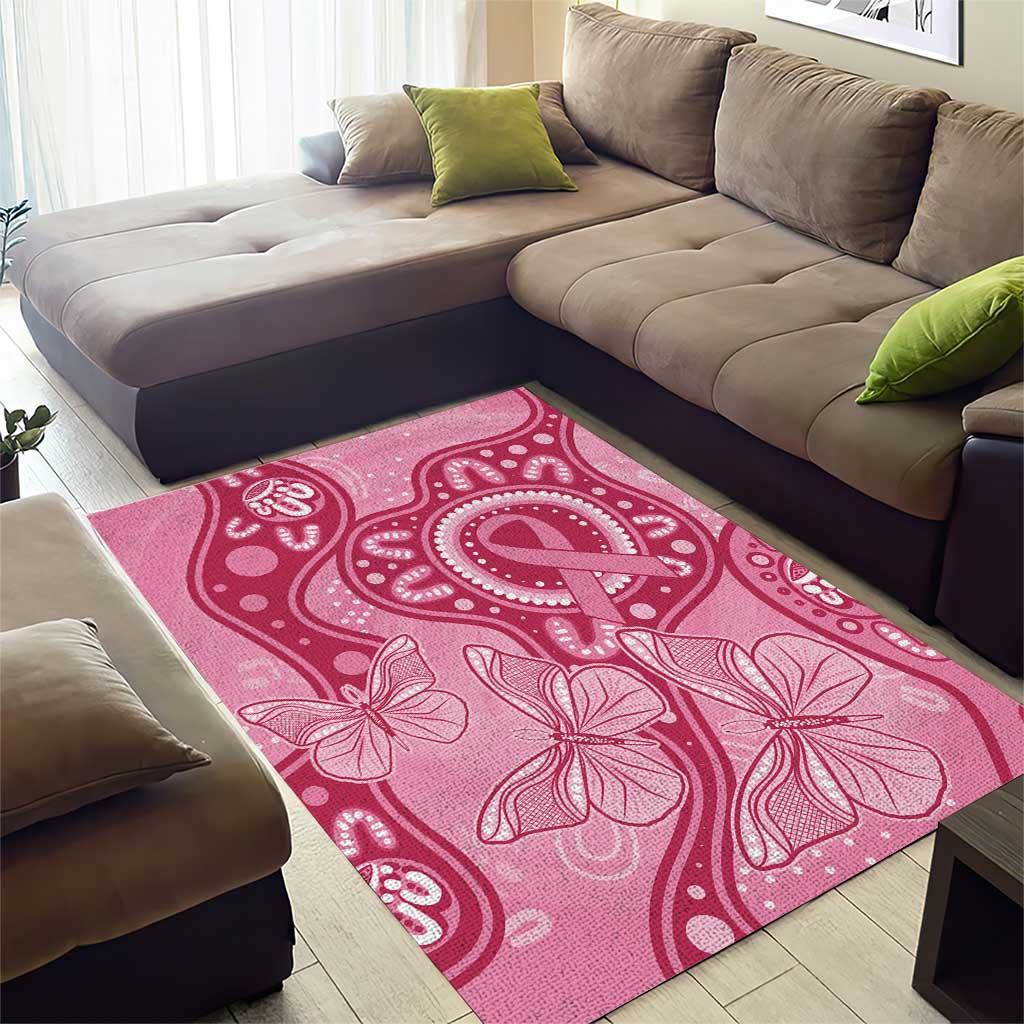 Australia Indigenous Area Rug Breast Cancer Pink Aboriginal Butterfly