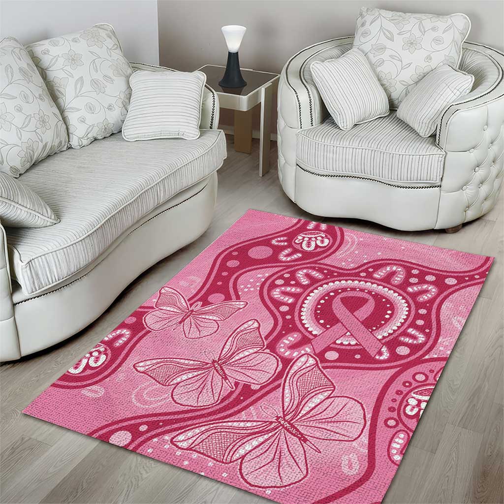 Australia Indigenous Area Rug Breast Cancer Pink Aboriginal Butterfly