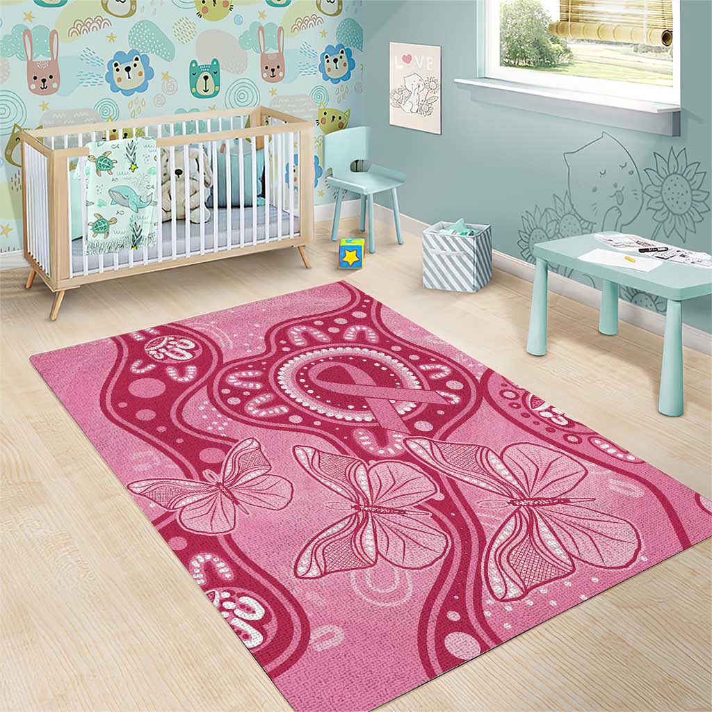 Australia Indigenous Area Rug Breast Cancer Pink Aboriginal Butterfly