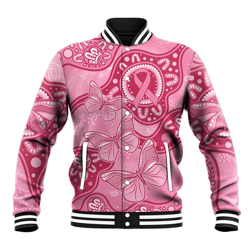 Australia Indigenous Baseball Jacket Breast Cancer Pink Aboriginal Butterfly