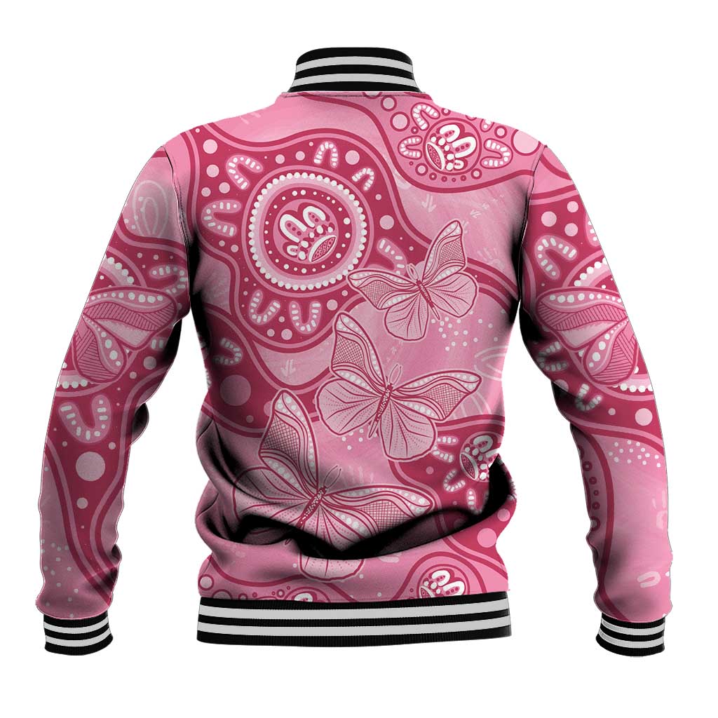 Australia Indigenous Baseball Jacket Breast Cancer Pink Aboriginal Butterfly