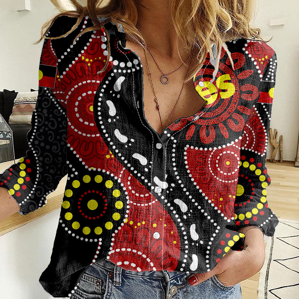 australia-indigenous-women-casual-shirt-vote-yes-aboriginal-flag-color