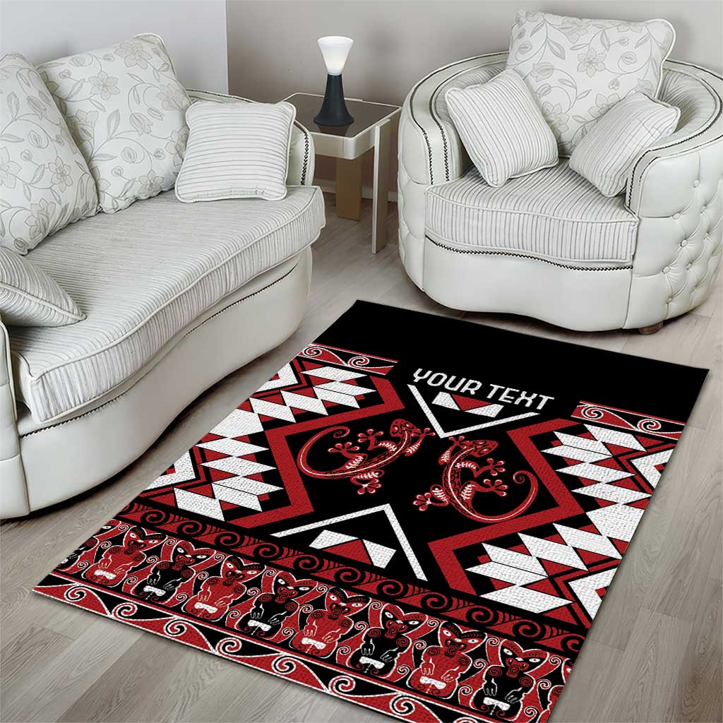 Personalised Aotearoa Waitangi Area Rug Taniko Motifs - Mania Gecko