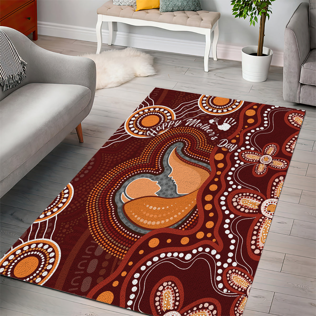 Australia Mother's Day Indigenous Area Rug Aboriginal Art